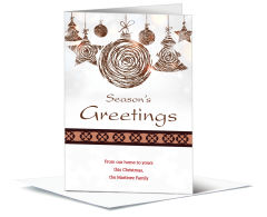 Christmas Metallic Season's Greetings Ornaments Card 5.50